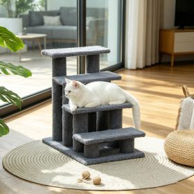 4-Step Multi-Level Carpeted Cat Scratching Post Pet Stairs